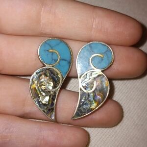 Sterling Turquoise and Abalone Earrings